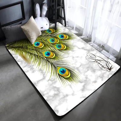 Индивидуальные гостиной 3D ковры скандинавские модные авангардные перо спальня Bay окно мраморный коврик с узором одежда ногтей салон B - Цвет: 1600X2300MM