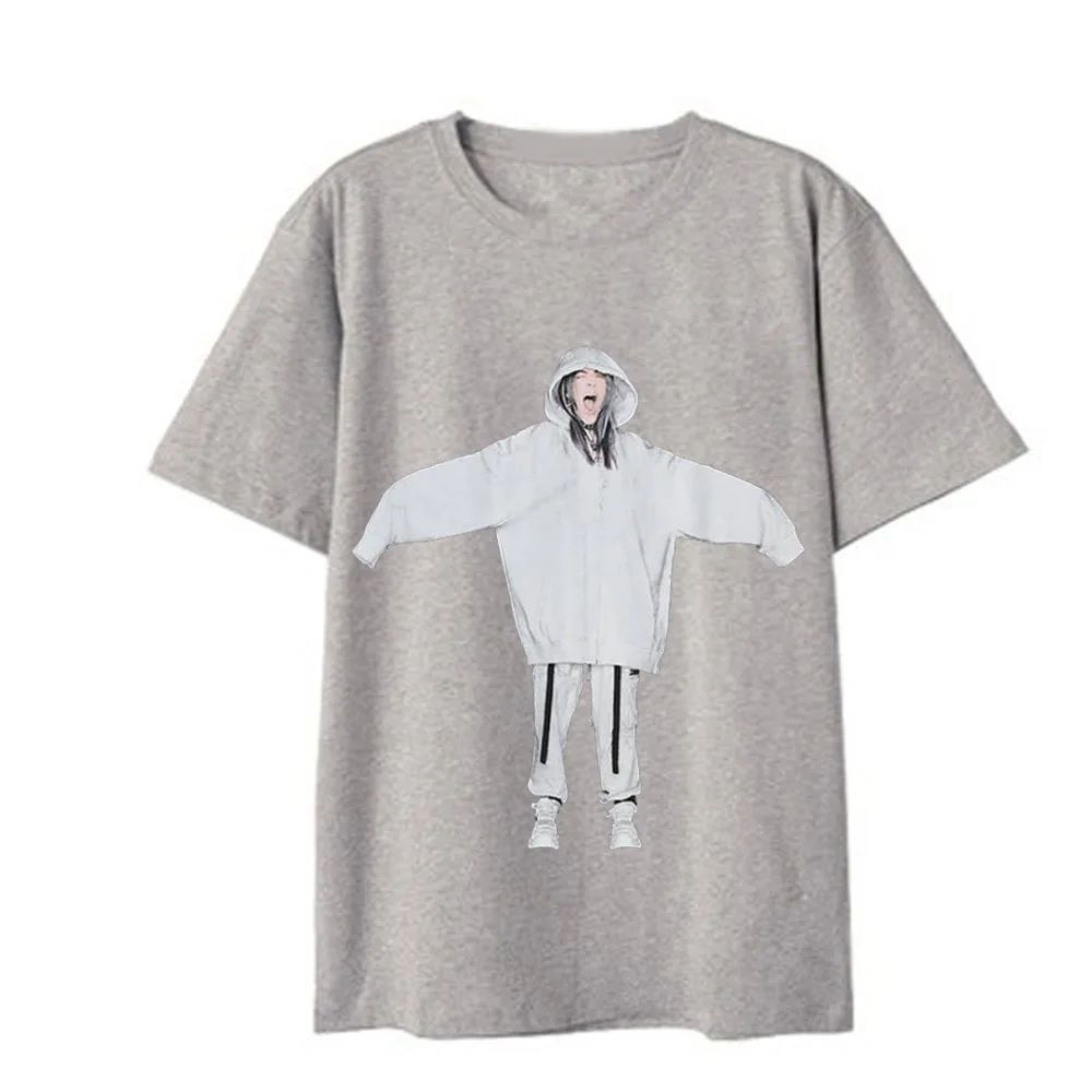 Billie Eilish, футболка для мужчин и женщин, хип-хоп, уличная одежда, повседневная, розовая, красная, короткий рукав, крутая футболка, забавный рисунок, футболки для подростков, топы
