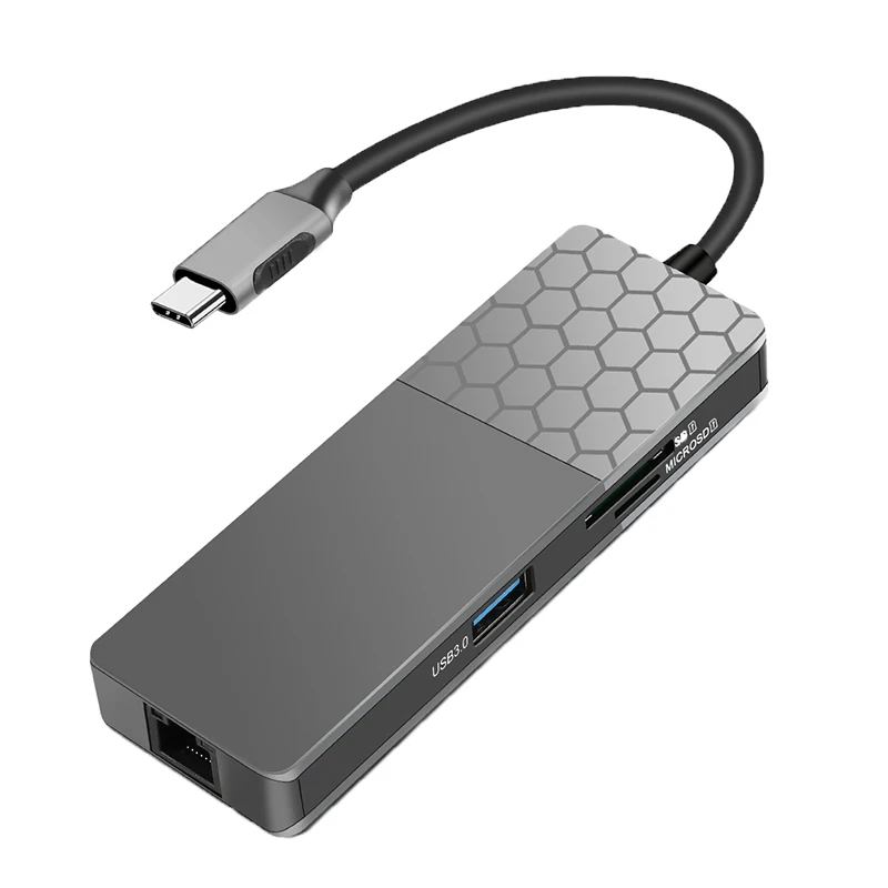S SKYEE 7-в-1 USB-C док-станция Hub адаптер с 2* USB 3,0 Тип-C PD/4 K HD Дисплей/Gigabit Ethernet порт/устройство для считывания с tf-карт
