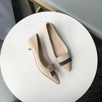 

luxury women shoes high heel shoes Thin Heels Genuine Leather Pointed Toe sexy heels kitten heels ladies shoes Professional 2020
