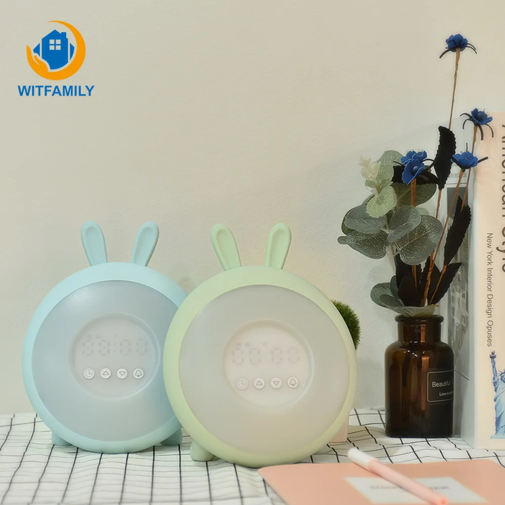 

Student Sleep Bedroom Bedside Led Touch Digital Small Alarm Clock Cartoon Sunrise Wake Light Alarm Clock Bedside Clock Gift