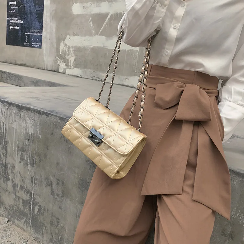 

Bags2019 Graceful Rhombus Chain WOMEN'S Bag Korean-style-Style Wine Stereo Textured Oblique Shoulder Bag