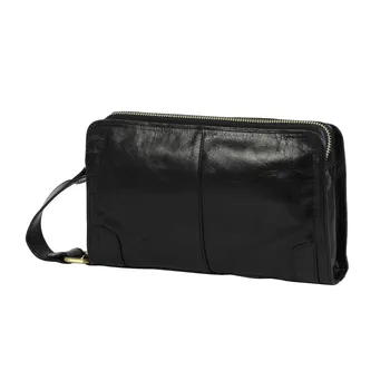 

Black male clutch genuine calf leather Bufalo UJ-12