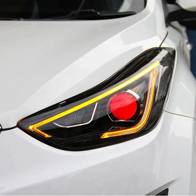 Новый Стиль фар для 2012 2016 Hyundai Elantra светодиодный головной светильник дьявол глаза