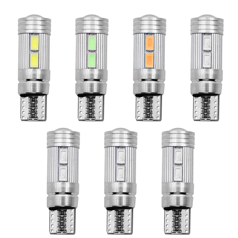 10pcs T10 10 SMD 5630 LED Projector Lens Auto Clearance Lamp W5W 501 5730 LED Car Marker Lamp Parking Bulb Canbus Error Free