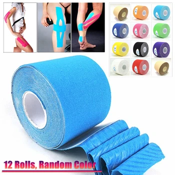 

12 Rolls Elastic Good Quality Kinesiotape Athletic Tapes Kinesiology Tape Sport Taping Strapping Football Exercise Muscle Tape