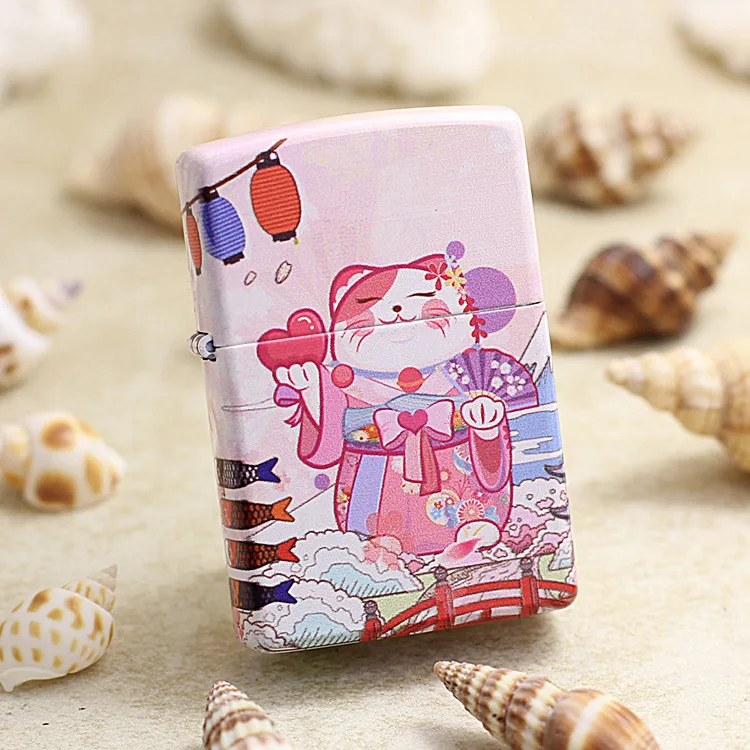 Оригинальная зажигалка Zippo медная ветрозащитная японская розовая денежная