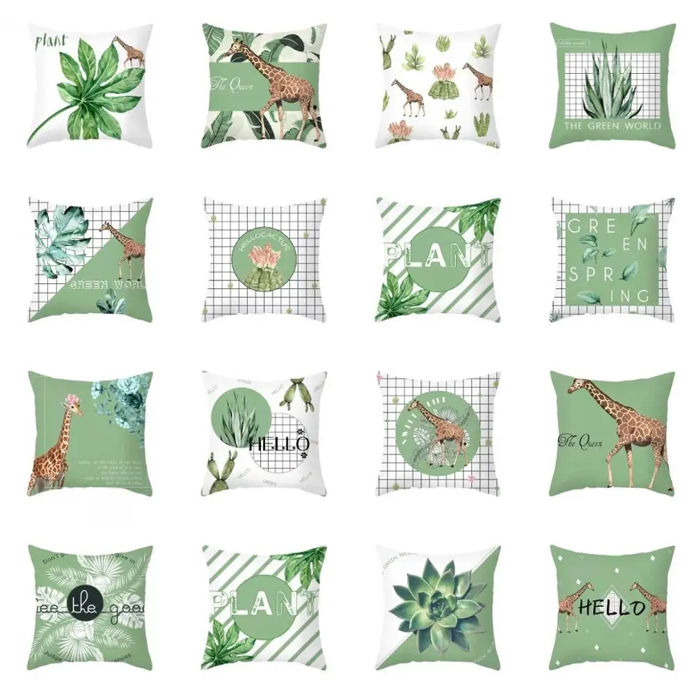 

Tropical Leaf Cactus Monstera Cushion Cover Polyester Throw Pillows Sofa Home Decor Decoration Decorative Pillowcase
