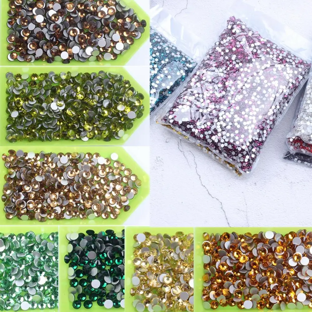 

ss4-ss30 Non Hotfix Bulk Bag Crystal Rhinestones For Nails Art Decorations Round Flatback Glue On Glass Stones DIY Accessories