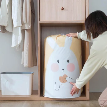 

Waterproof Moisture Proof Drawstring Opening Packing Large Capacity Quilt Storage Bag Bedroom Printed Beam Mouth Household