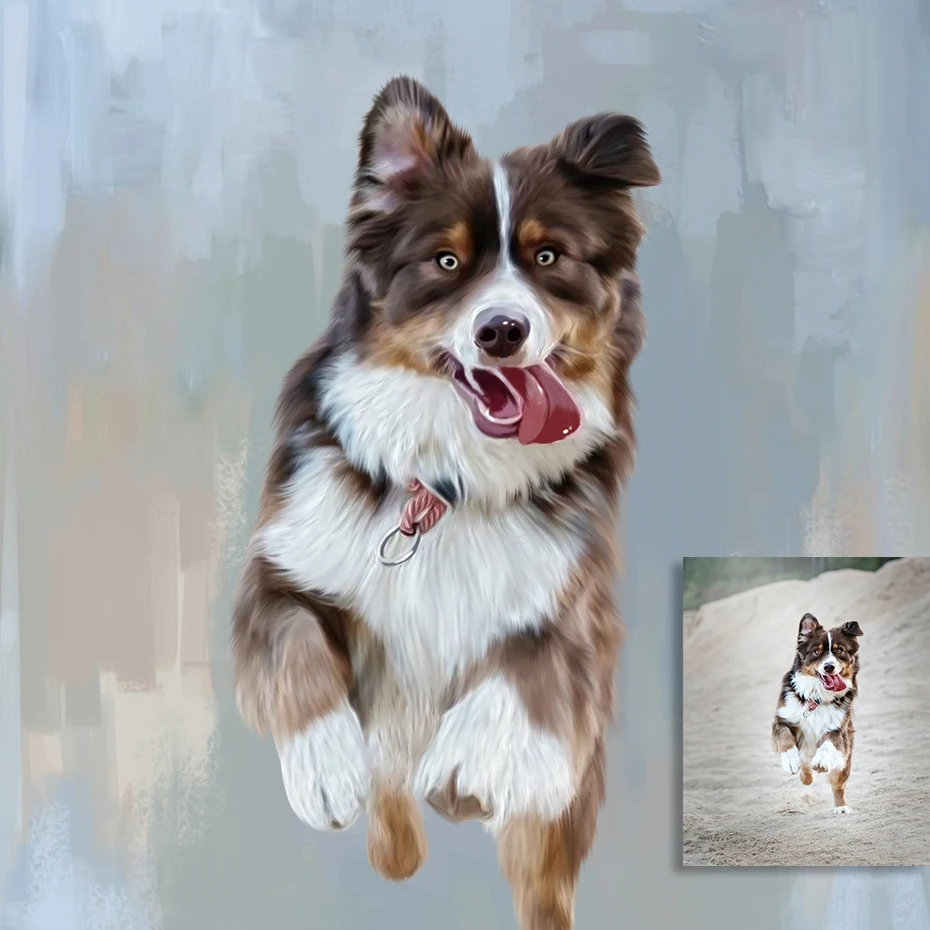 Dog Photo on Abstract Background Canvas Dog Photo on Abstract Background Canvas