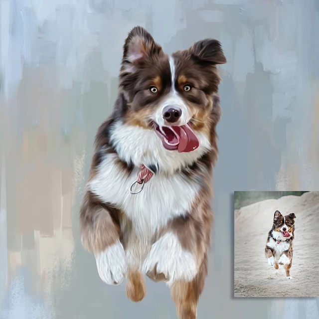 Dog Photo on Abstract Background Canvas