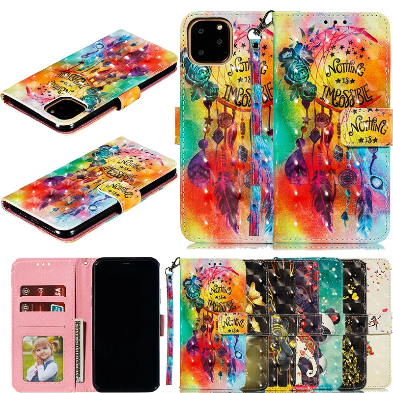 

Cartoon Wallet Case For iphone 2019 XI XIR Leather Card Slot Flip Cover For iphone 7 8 Plus 6 6S XS Max XR X Cases Flowers Coque