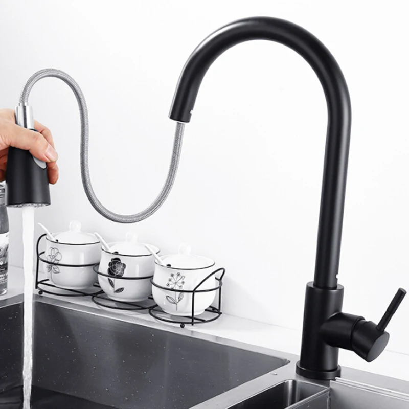 

Kitchen Sink Faucet Flexible Connection Hose Kit Water Flow Controller 360 Degree Rotation Hot Cold Pull Out Sprayer Tap