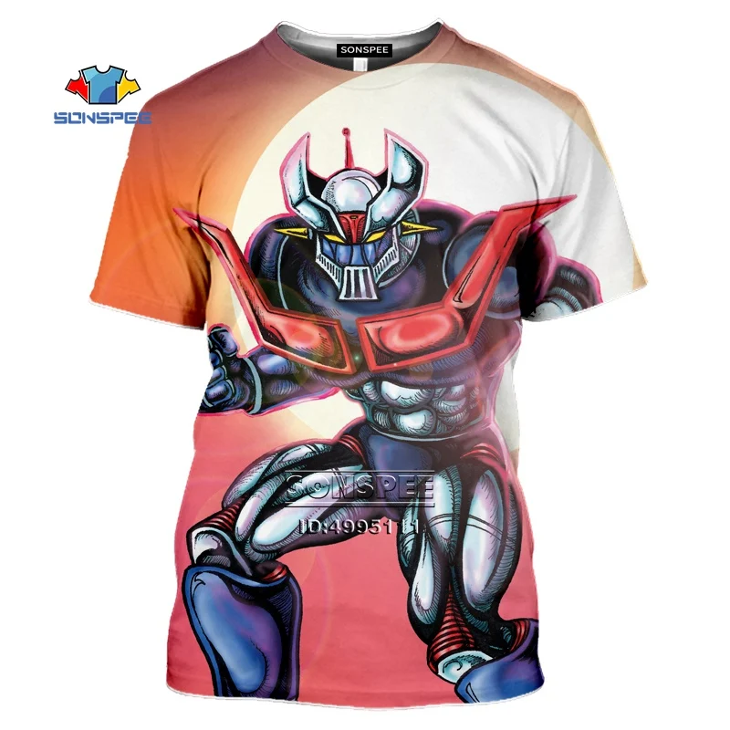 Футболка Mazinger Z Мужская/женская с 3D принтом Повседневная рубашка круглым вырезом