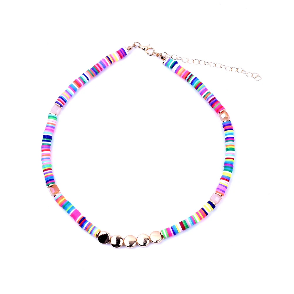 

2020 Women's New Fashion Soft Ceramic Necklace Necklace Bohemia Adjustable Color Clay Collar Necklace Beach Jewelry