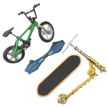 

For Kids Alloy Party Favors Desktop Bike Scooter Gift Mini Finger Skateboard Set Home Decor Educational Toy Fingertip Movement