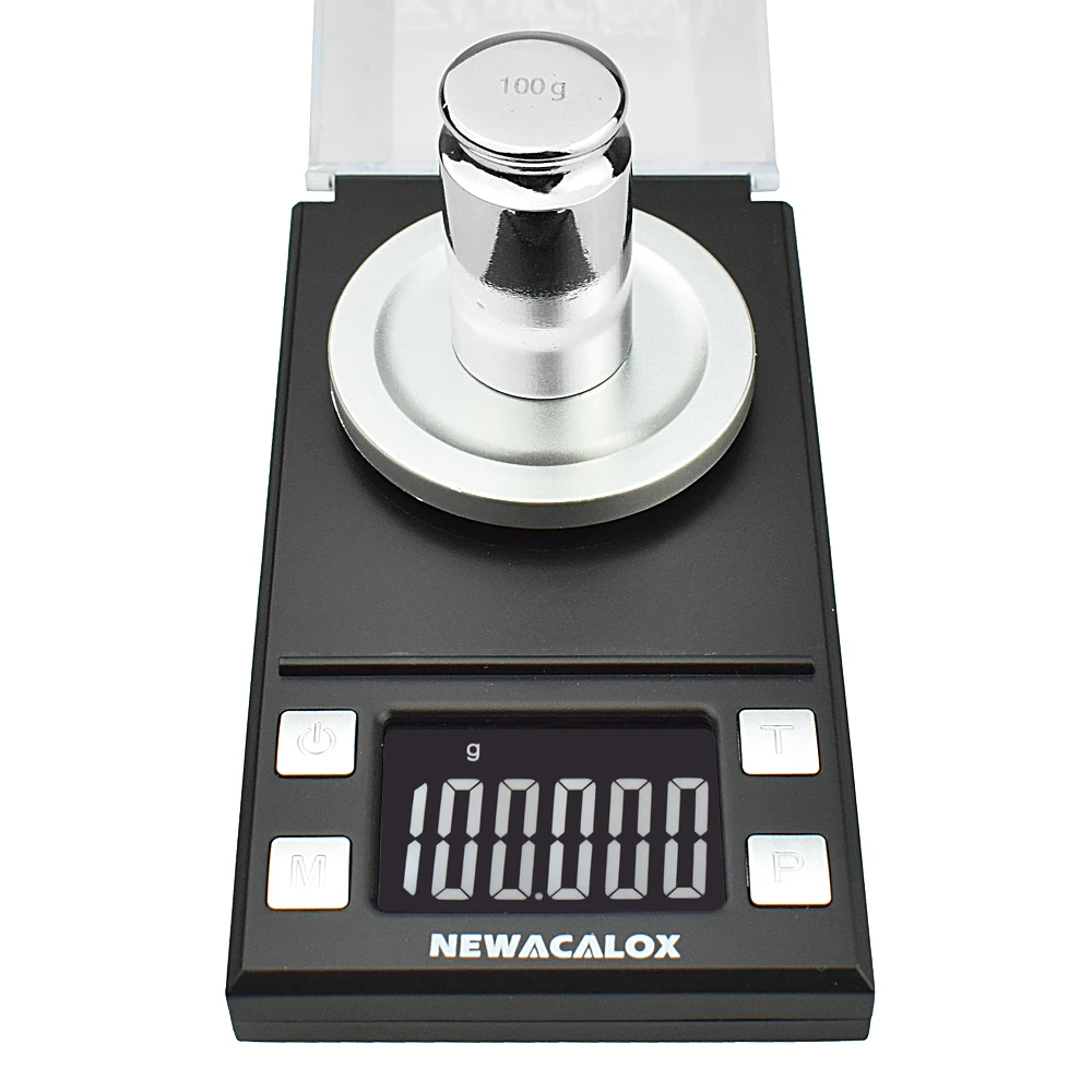 NEWACALOX 50 г/100 г/0,001 г ЖК цифровые ювелирные весы лабораторные весы высокой точности лекарственные портативные мини электронные весы