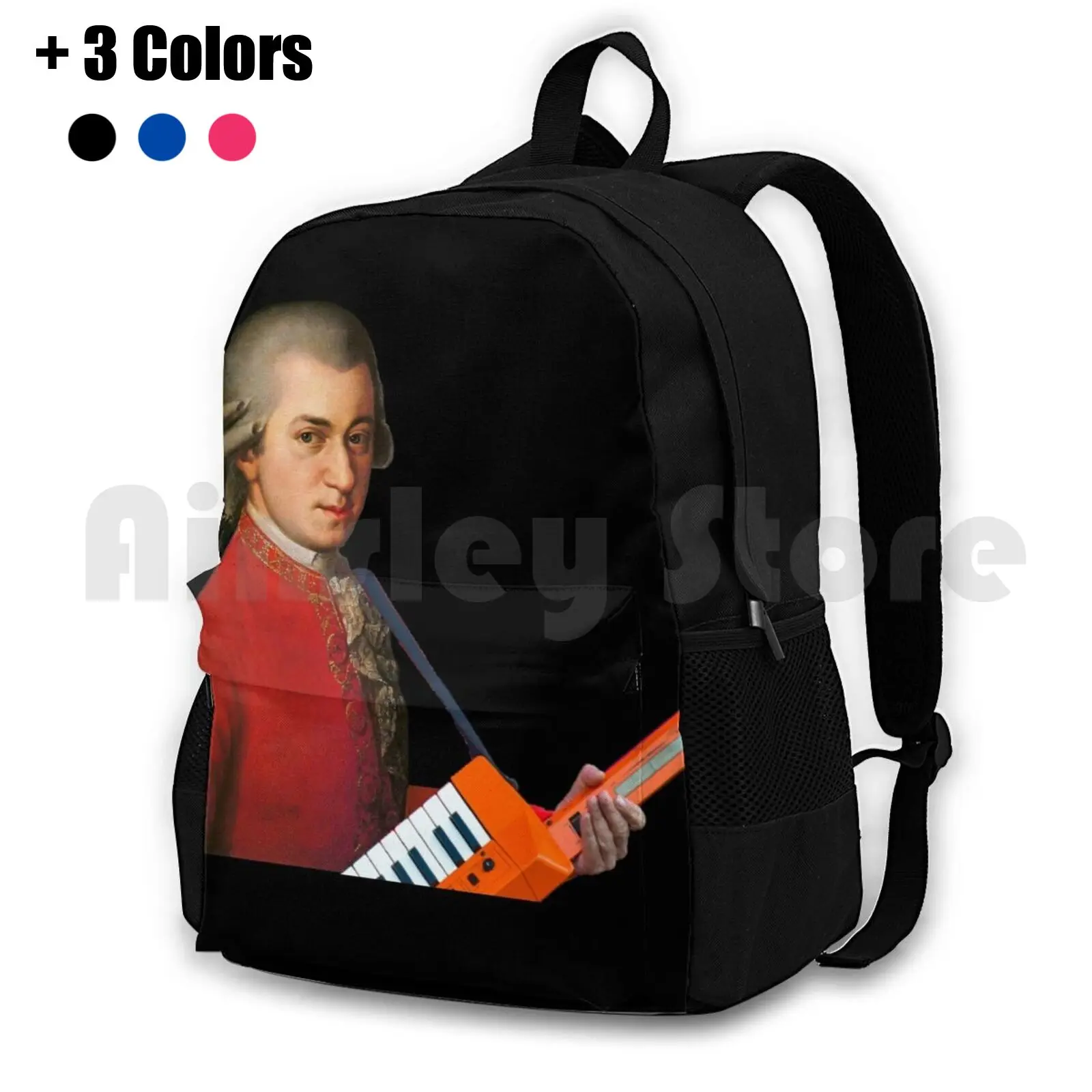Mozart With A Keytar Zaino Da Trekking All'Aperto Impermeabile Da Viaggio Da Campeggio 3Ft Amadeus Mozart Music Keytar Tastiera Chitarra