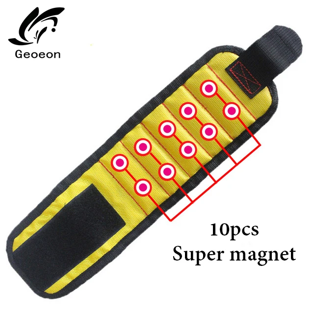 yellow Geoeon полиэфирный магнитный браслет 10 шт. сильные магниты Портативная сумка электрик сумка для инструментов шурупы держатель для дрели ремонтный инструмент ремень - Цвет: yellow