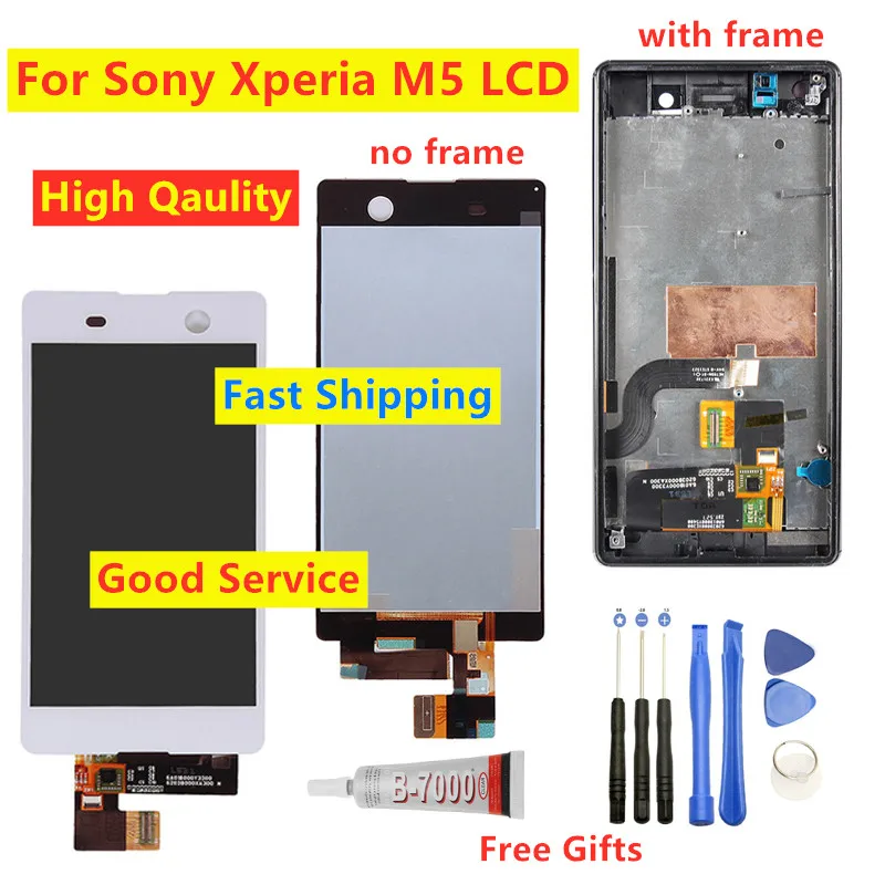 

For SONY Xperia M5 E5603 E5606 E5653 Full Touch Screen Digitizer Sensor Glass LCD Display Assembly With Frame For Sony M5 LCD