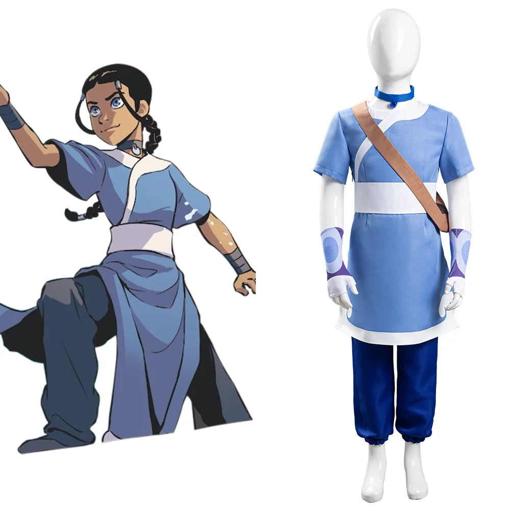Avatar: the last Airbender Katara Cosplay Costumes Kid Children Halloween Carnival Suits |