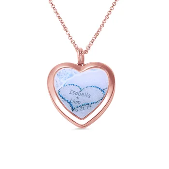 

Wholesale Custom Locket Necklace Personalized Name Date On Beach Necklace Heart Cage Necklace for Photos Note