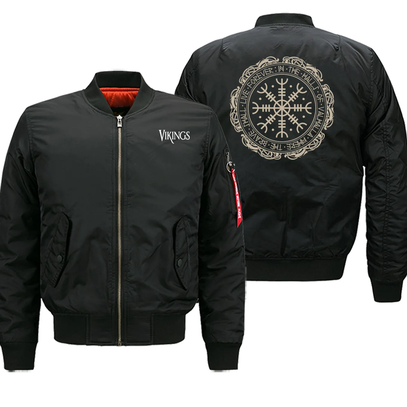 Vikings Movie Serie Fashion Bomber Jacket Men Autumn Winter Zip Jackets Male Hip Hop Streetwear Military Motorcycle Jackets - Цвет: black6