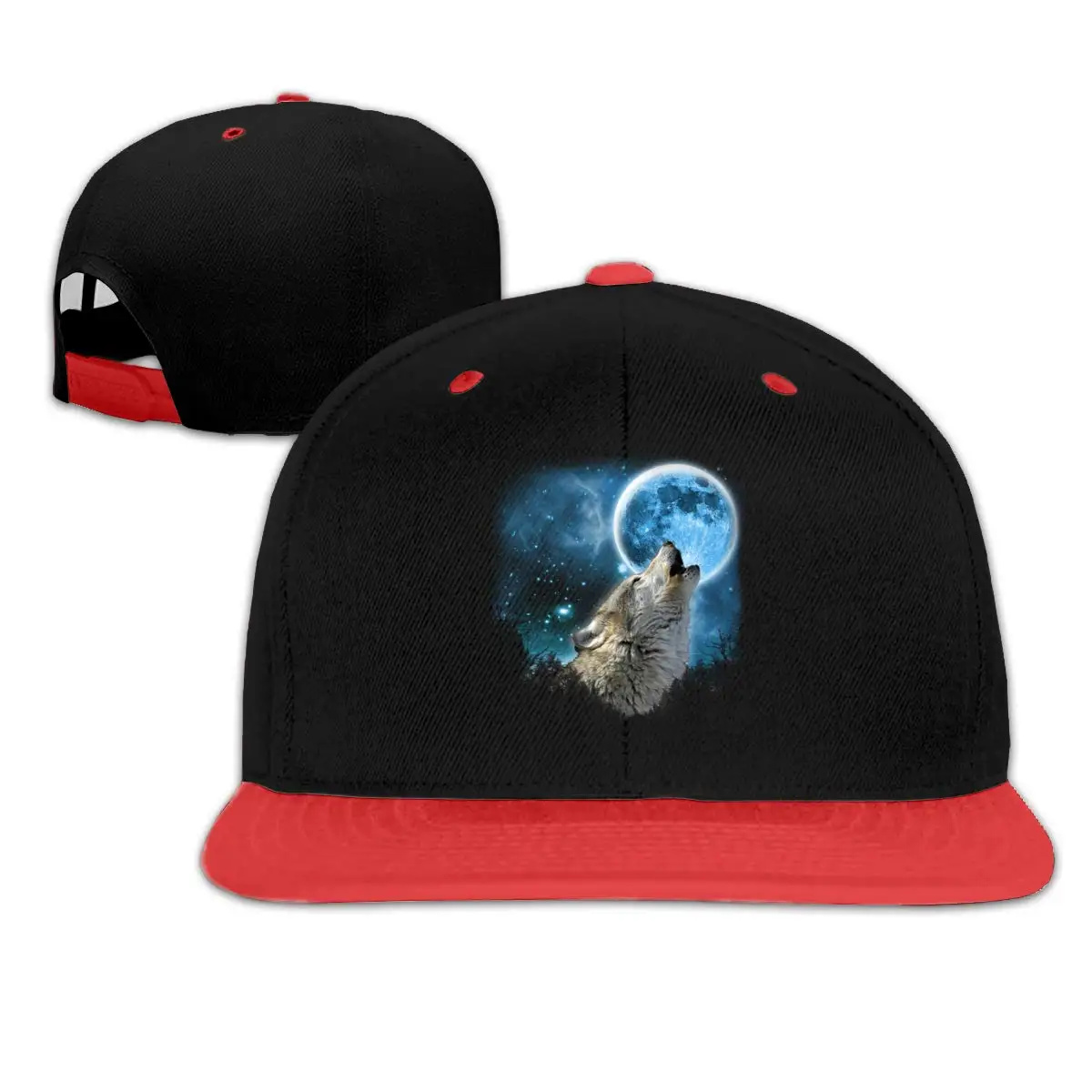Волк ревущая Луна регулируемая детская хип-хоп бейсболка Snapback шляпа от солнца для мальчиков и девочек красный