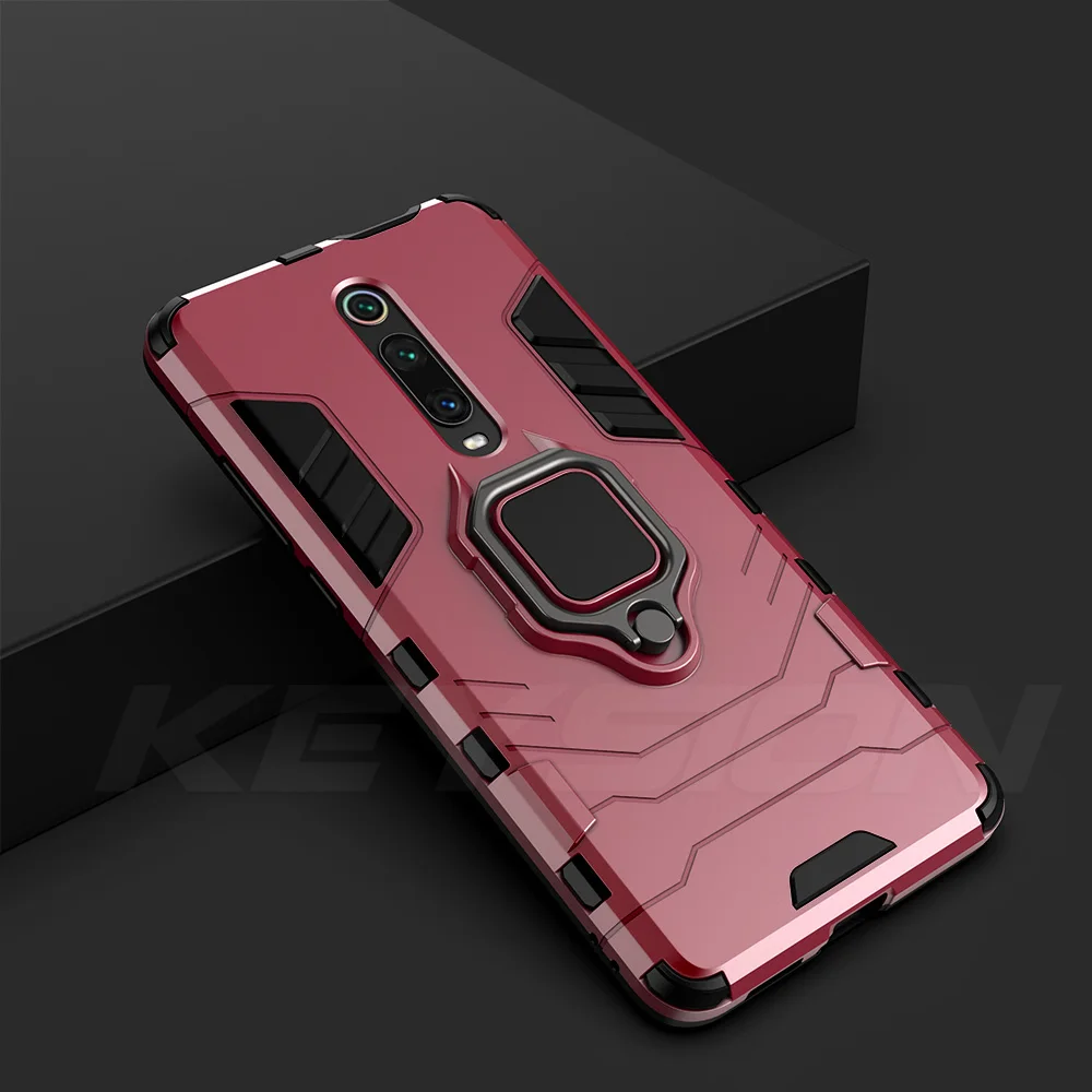 Противоударный защитный чехол для Red mi K20 K20 Pro Note 7 7a 6 8 Pro с подставкой, автомобильный чехол для телефона с кольцом для Xiaomi mi 9T Pro mi 9 se CC9e - Цвет: Red