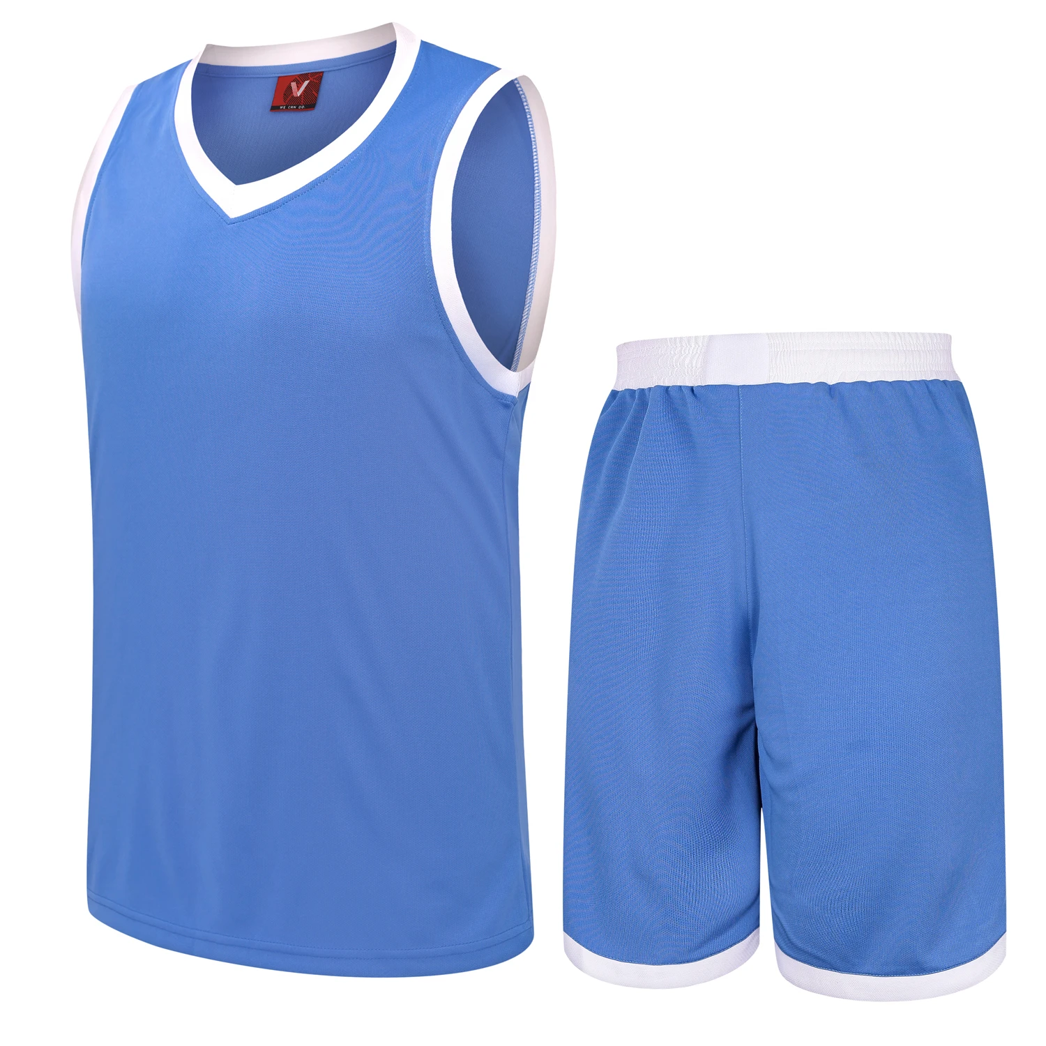 7 цветов детские спортивные комплекты Детские баскетбольные майки дышащая ткань футболка без рукавов тренировочная одежда тренажерный зал фитнес - Цвет: Sky blue