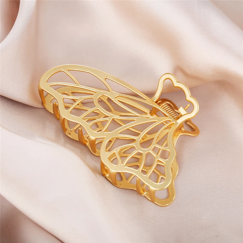 hair clips for long hair 2021 New Women Elegant Gold Hollow Geometric Metal Hair Claw Vintage Hair Clips Headband Hairpin Hair Crab Hair Accessories elastic headbands for women