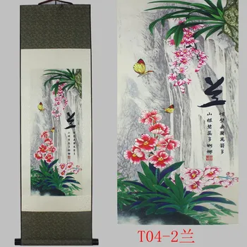 

Chinese silk painting decoration scroll painting orchid