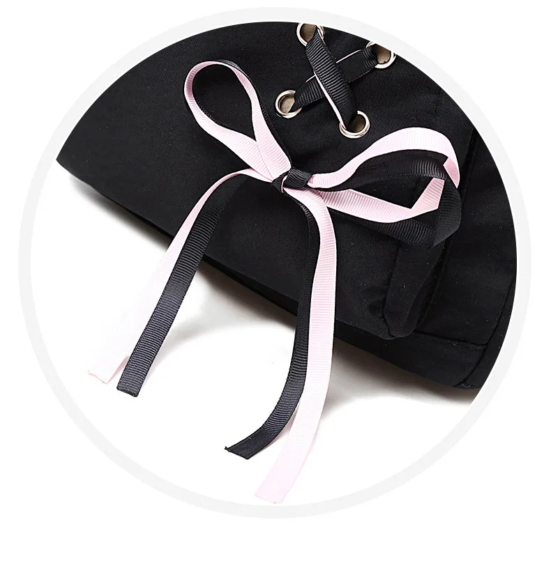 2019 Brand Design Women Casual Nylon Backpack Purse Teenager Girls Pink School Bags Ladies Bow Backpack Big Travel Rucksack Bags (3)