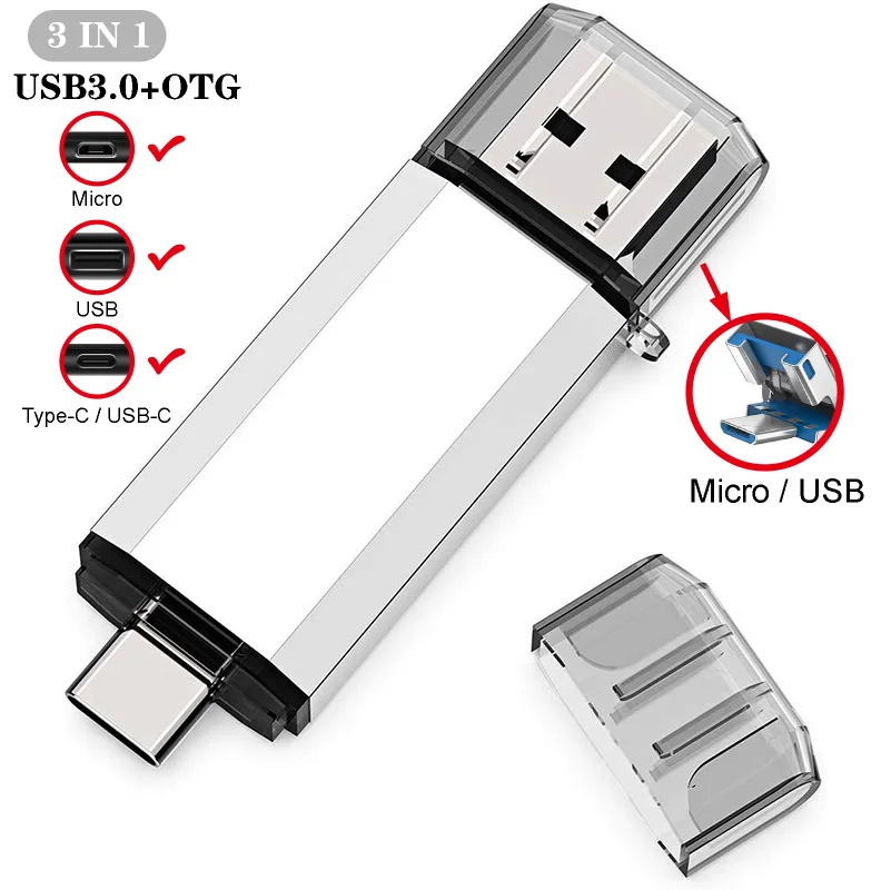 USB 3,0 OTG USB Flash Drive 128GB 256GB tipo C de almacenamiento externo de memoria 16GB 32GB Pen Drive de alta velocidad 64GB Pendrive cle