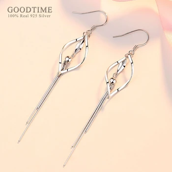 

Fashion Women Earring Pure 925 Sterling Silver Zircon Earrings Long Tassel Earring Jewellery For Girl Valentines Gift
