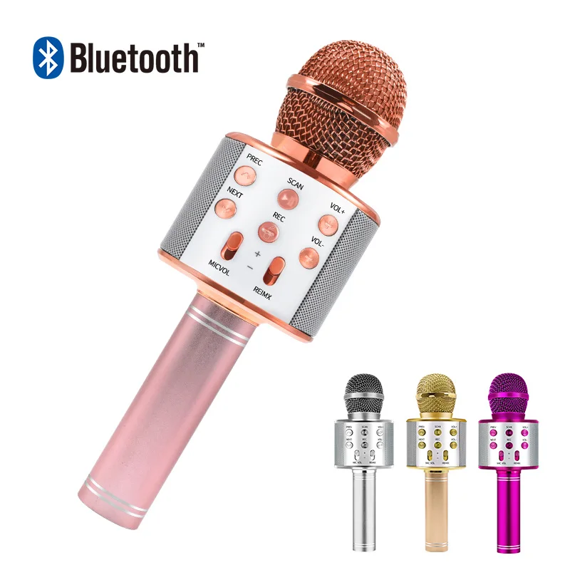 Microfone de karaoke bluetooth microfone sem fio profissional alto-falante handheld microfone jogador gravador de canto mic