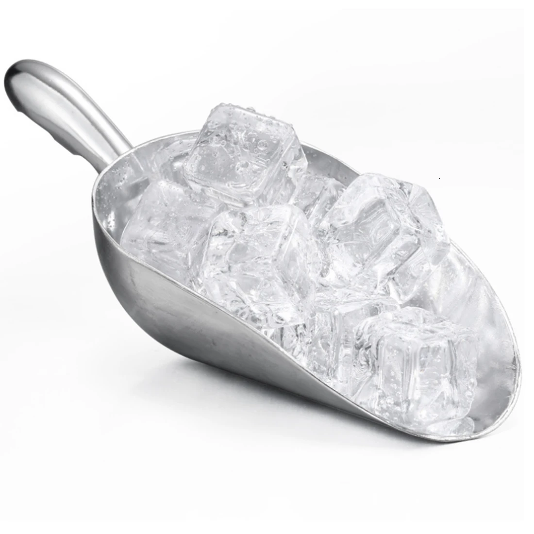 ITECHOR 5 шт Многофункциональный алюминиевый сплав 6 унций бар совок для льда Лопата пищевая чайная ложка для сахара для супермаркета бар-серебро