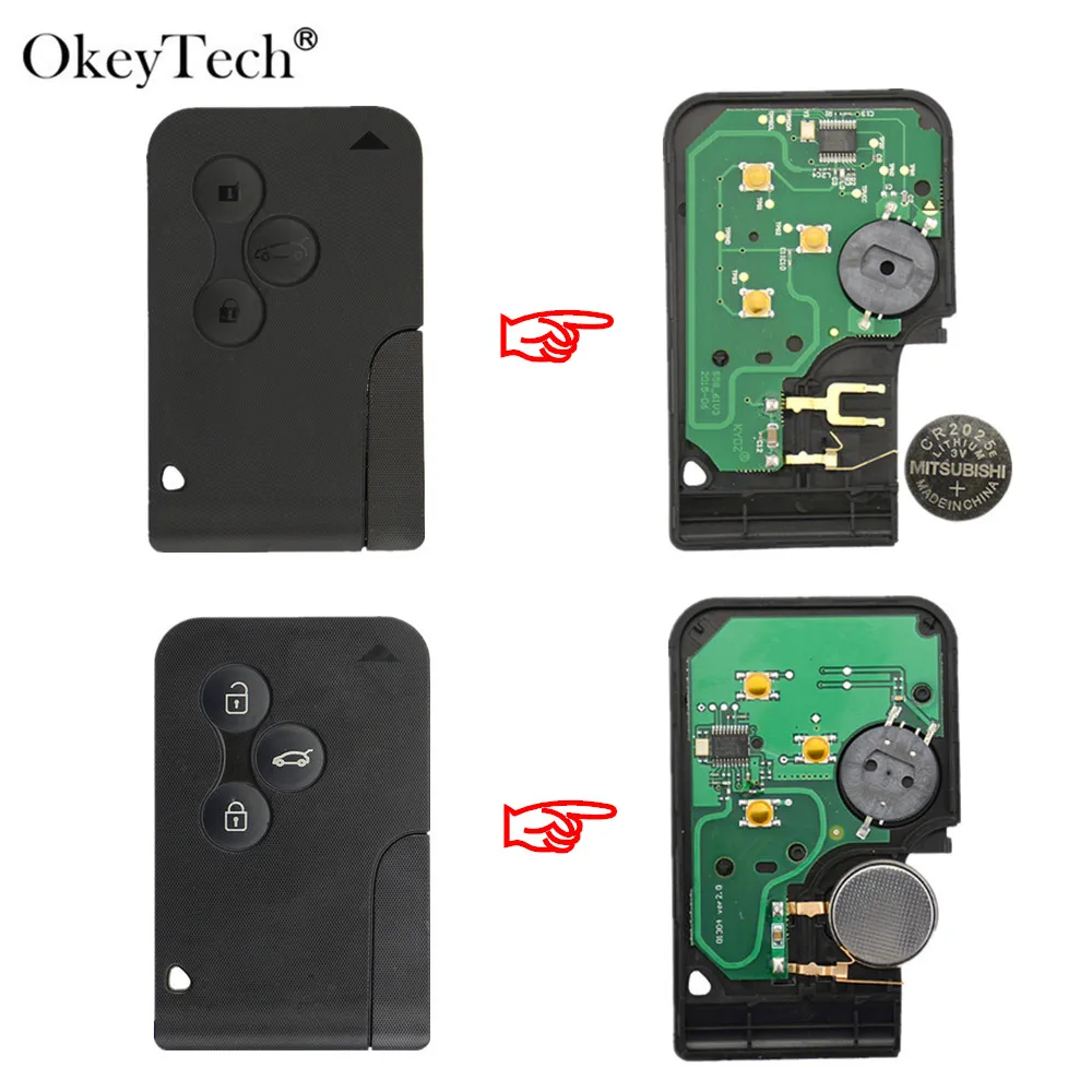 

OkeyTech High Quality Smart Card For Renault Megane Scenic Grand 2003 2004 2005 2006 2007 2008 Remote Key 7926 Chip 433Mhz