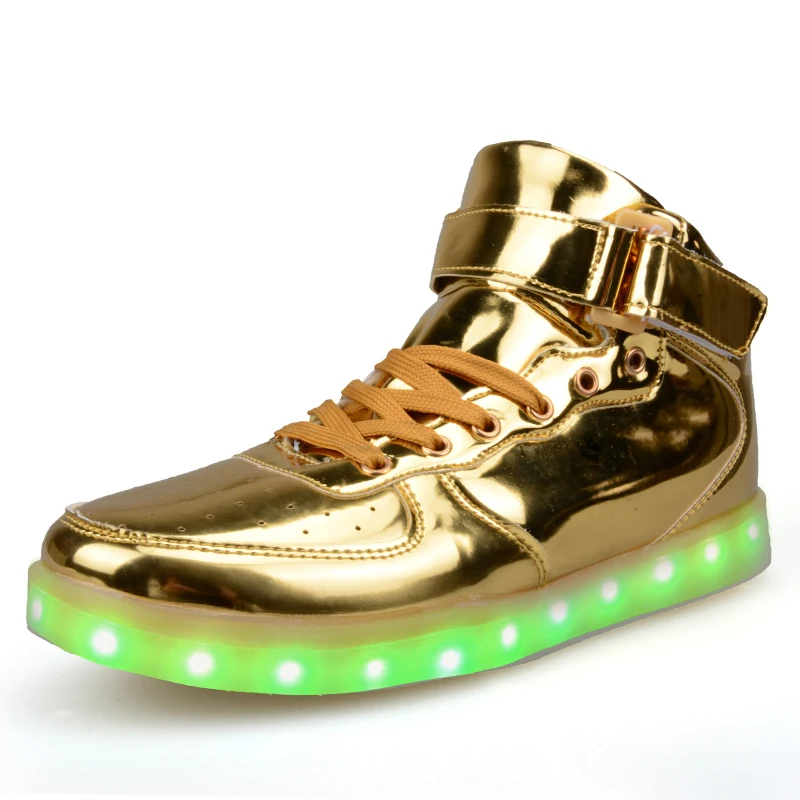 yellow winter men shoes pu leather USB Charger glowing sneakers Lighted shoes for lover Casual led shoes men Luminous Shoes 35-46 - Цвет: yellow