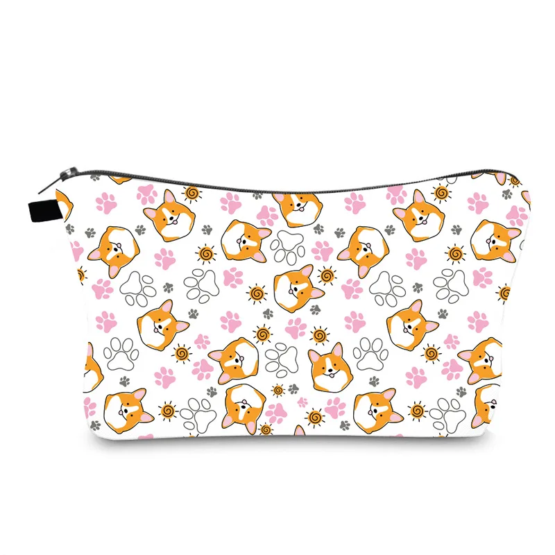 

Portable Cartoon Corgi Dog Pattern Women Cosmetic Bag Travel Storage Multi-functional Zipper Hand Bag Outdoor Travel Storage Bag