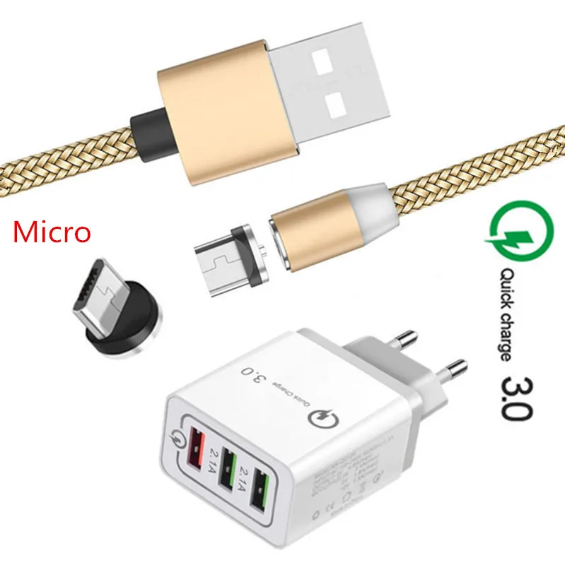 Быстрое зарядное устройство QC 3 0 и магнитный кабель Micro USB для Samsung galaxy A10 Honor 8X 7A Redmi