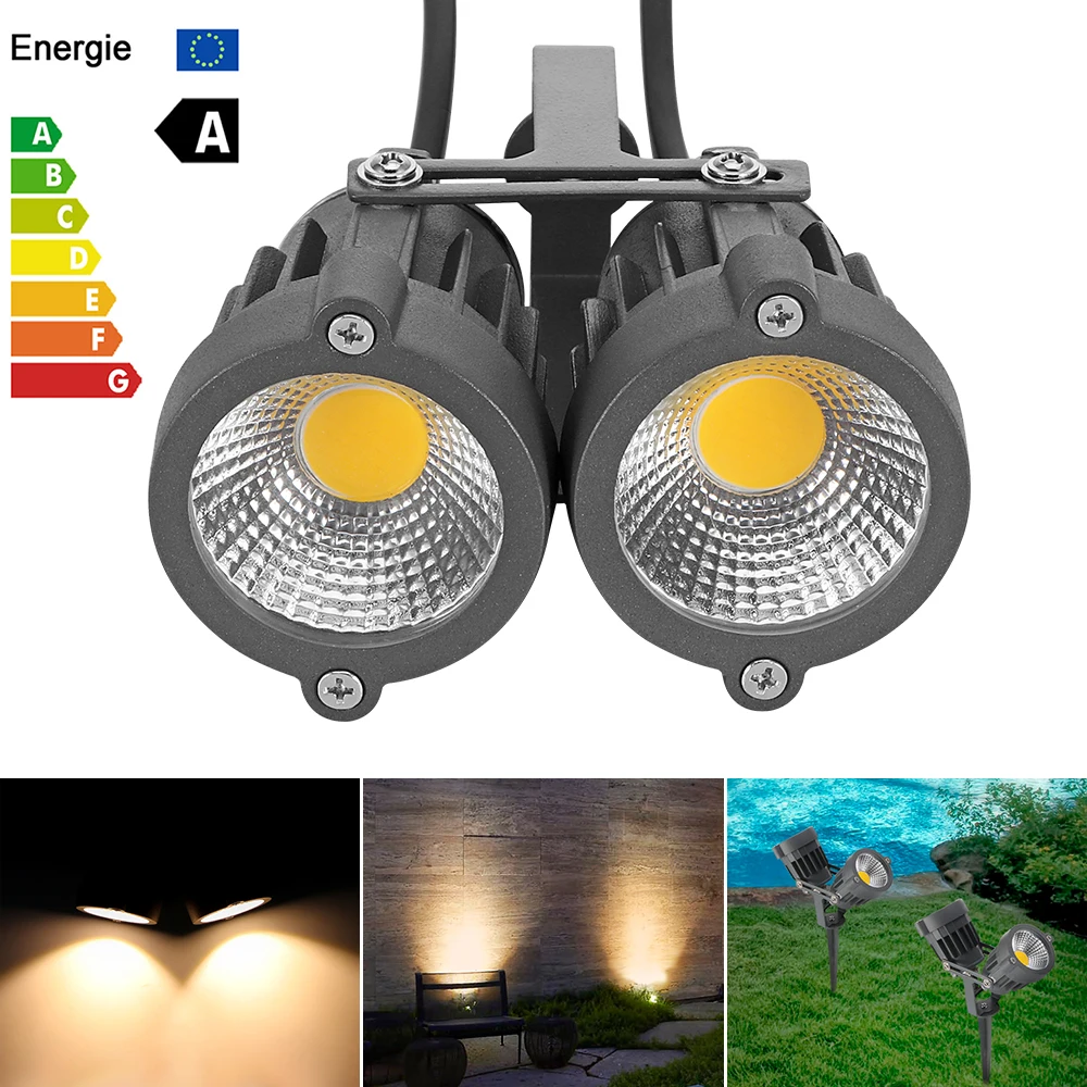 Светодиодный COB двойной газон уличный светильник освещение свет в саду двора патио светильник для дорожки лампа с Спайком Водонепроницаемый AC 12V 10W COB