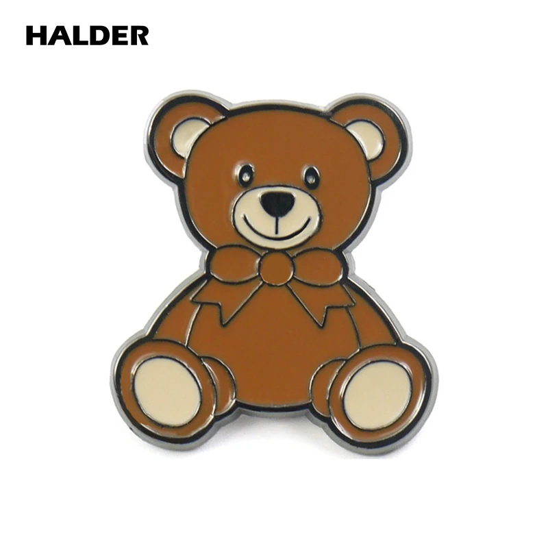 BR0054 HALDER Classic Teddy Bear Brown Purple Bear Fashion Jewelry Enamel Brooches Pins Lapel Badge Accessory Gift Decoration