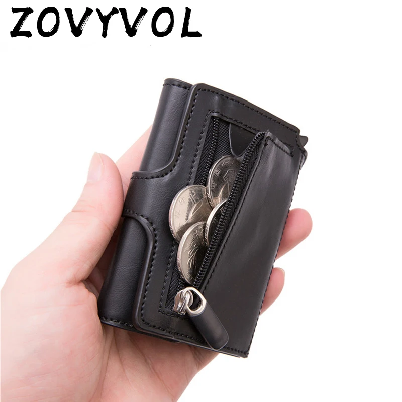 ZOVYVOL RFID кошелек для путешествий кошелек для монет высокое качество мужской смарт-кошелек модная Кнопка сумка для денег металлический алюминиевый авто всплывающий