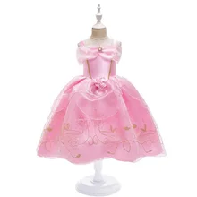 Платье принцессы Авроры для девочек детский нарядный костюм Спящей красавицы детская одежда для карнавала, дня рождения, праздника, праздника, розового цвета