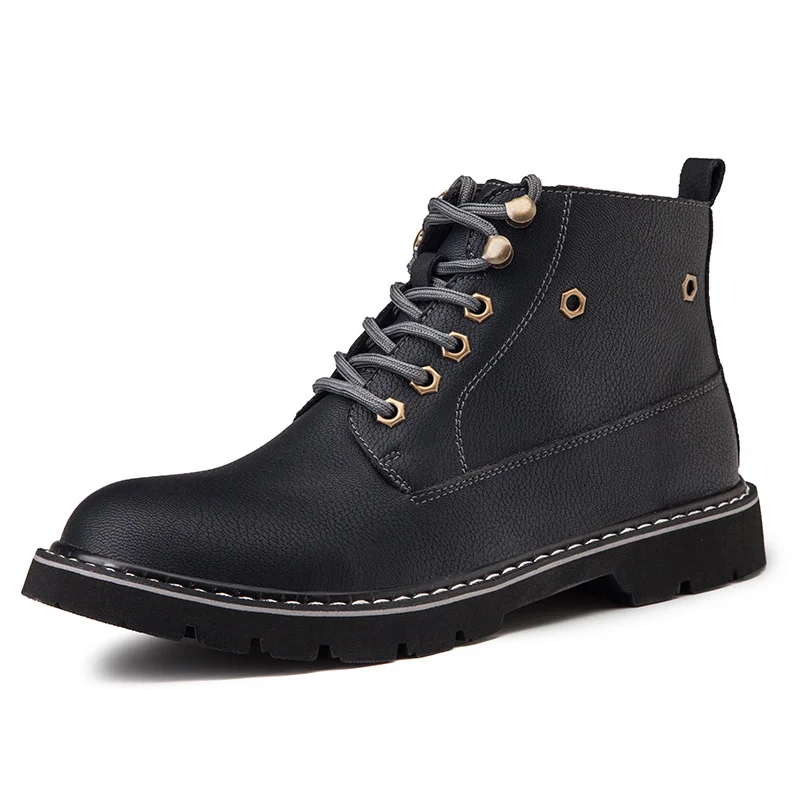 

Top Quality British Men Boots Spring Autumn Shoes Fashion Slip On Boots Breathable Genuine Leather Male Sonw boots %G7311