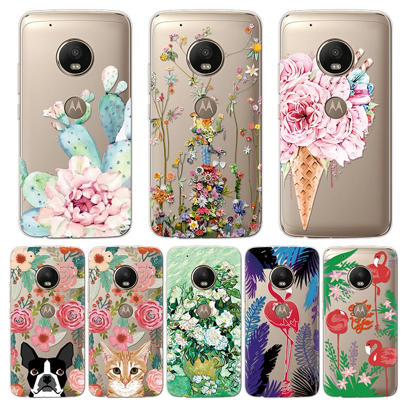 

Flower Print Soft TPU Cases For Motorola Moto C E4 E5 One G3 G4 G5 G5S G6 G7 Power Plus Z Z2 Z3 E5 Play Go EU Case Coque Cover