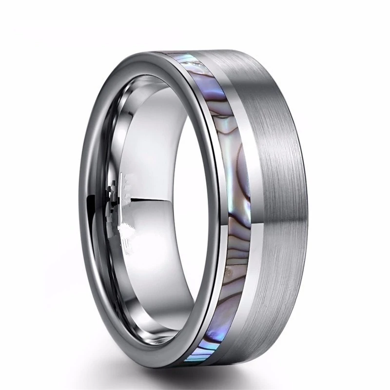 Wood-Inlay-Titanium-Steel-Rings-For-Men-8-mm-Abalone-Shell-Tungsten-Carbide-Ring-Fashion-Male (1)