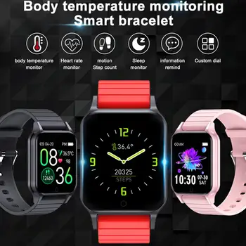 

T96 Body Temperature Smart Bracelet Waterproof Bluetooth Camera Music Heart Rate Blood Pressure Smart Watch For IOS Android K T1